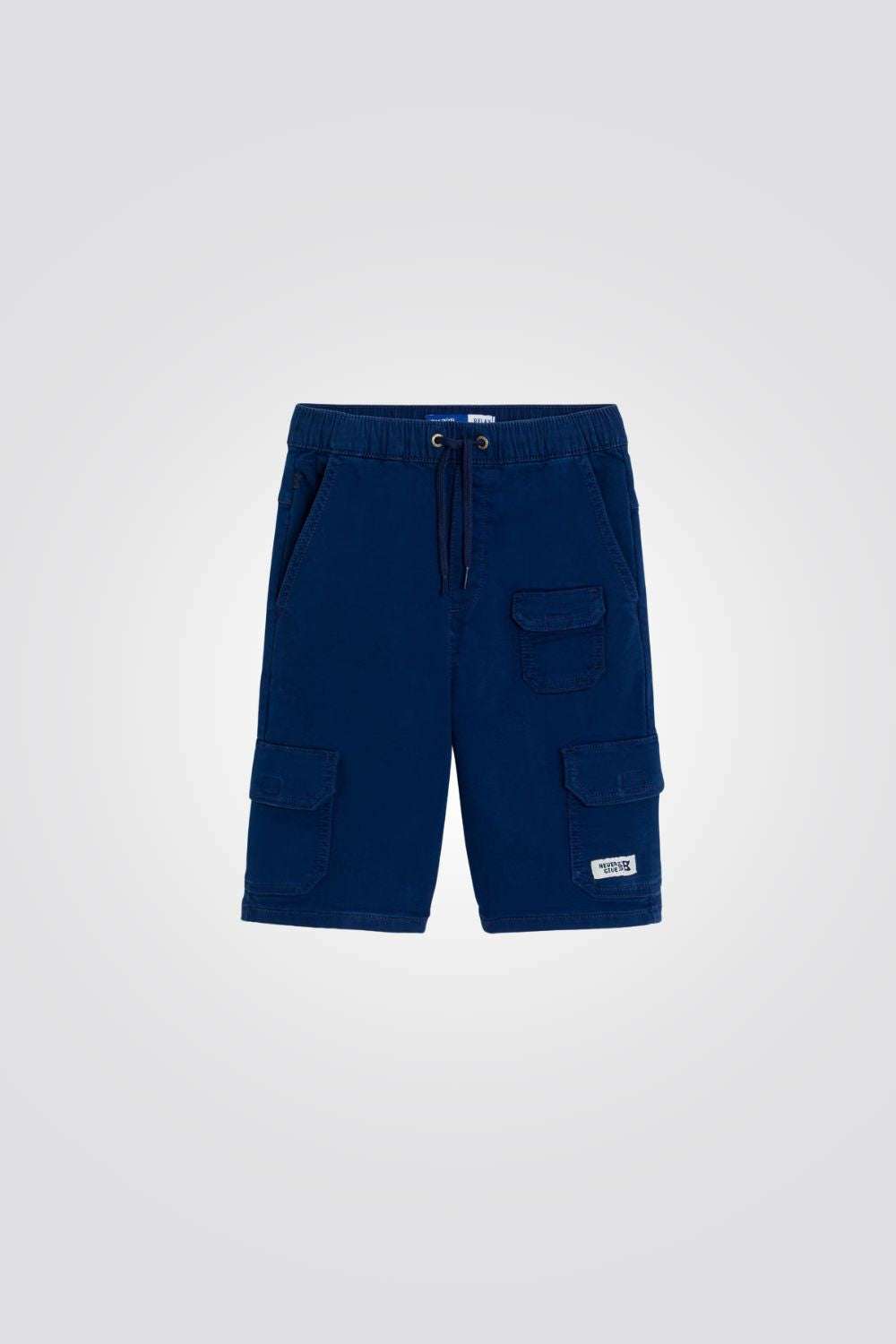 מכנסי ברמודה קנבס לילדים בצבע כחול כהה