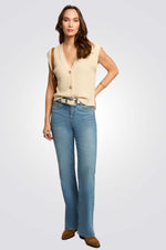 קרדיגן ללא שרוולים בצבע שמנת