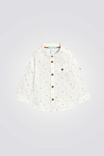 חולצה מכופתרת לתינוקות בצבע לבן עם הדפס