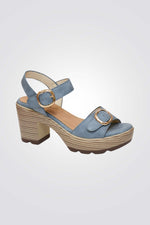 סנדלי עקב דמוי עור בצבע כחול