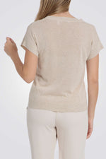 סריג דק שרוולים קצרים בצבע בז' מלאנז'