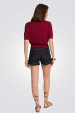 קרדיגן קצר לנשים בצבע בורדו | מורגן 
