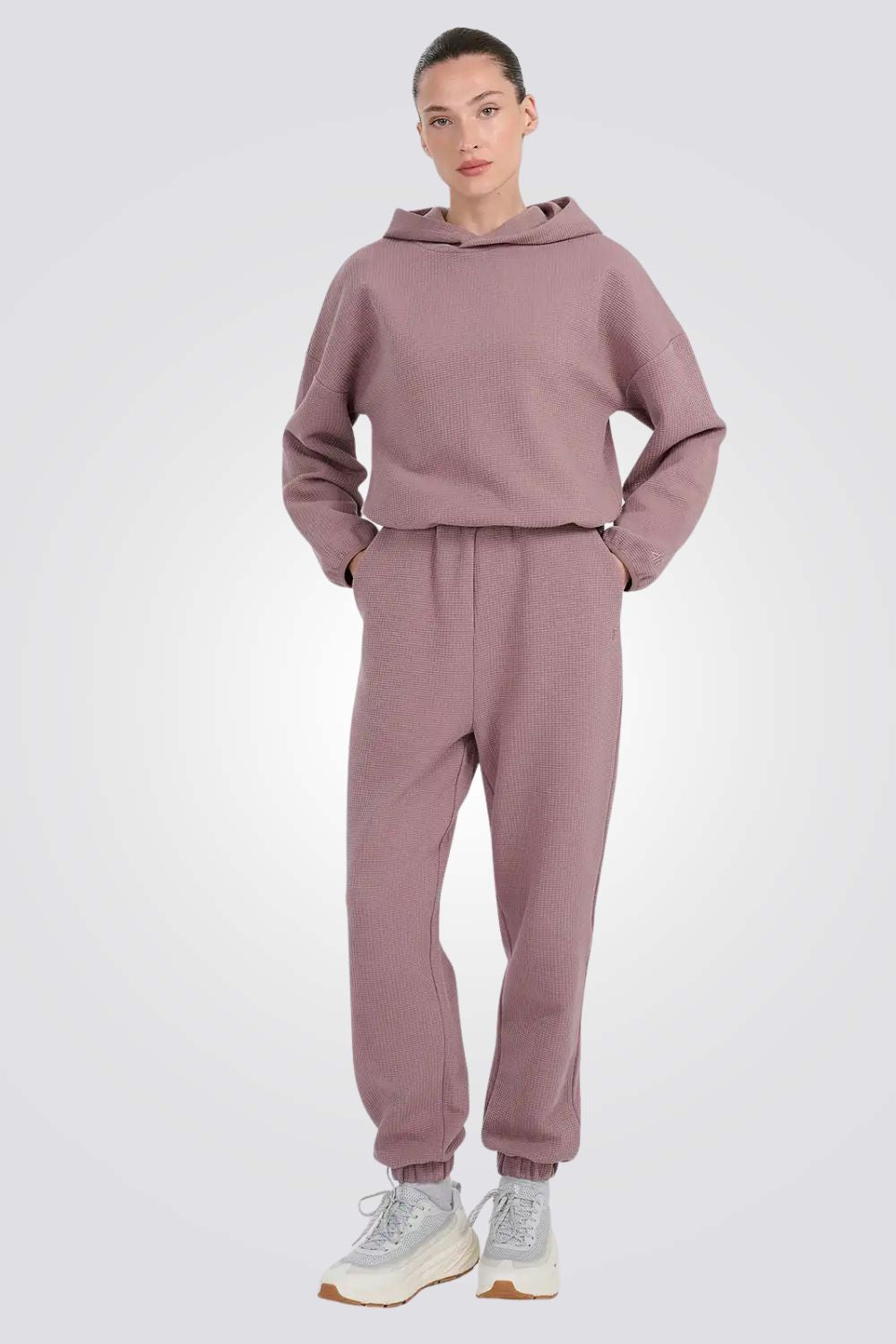 סווטשירט בטקסטורת וואפל ומכפלת מתכווננת לנשים | 4F