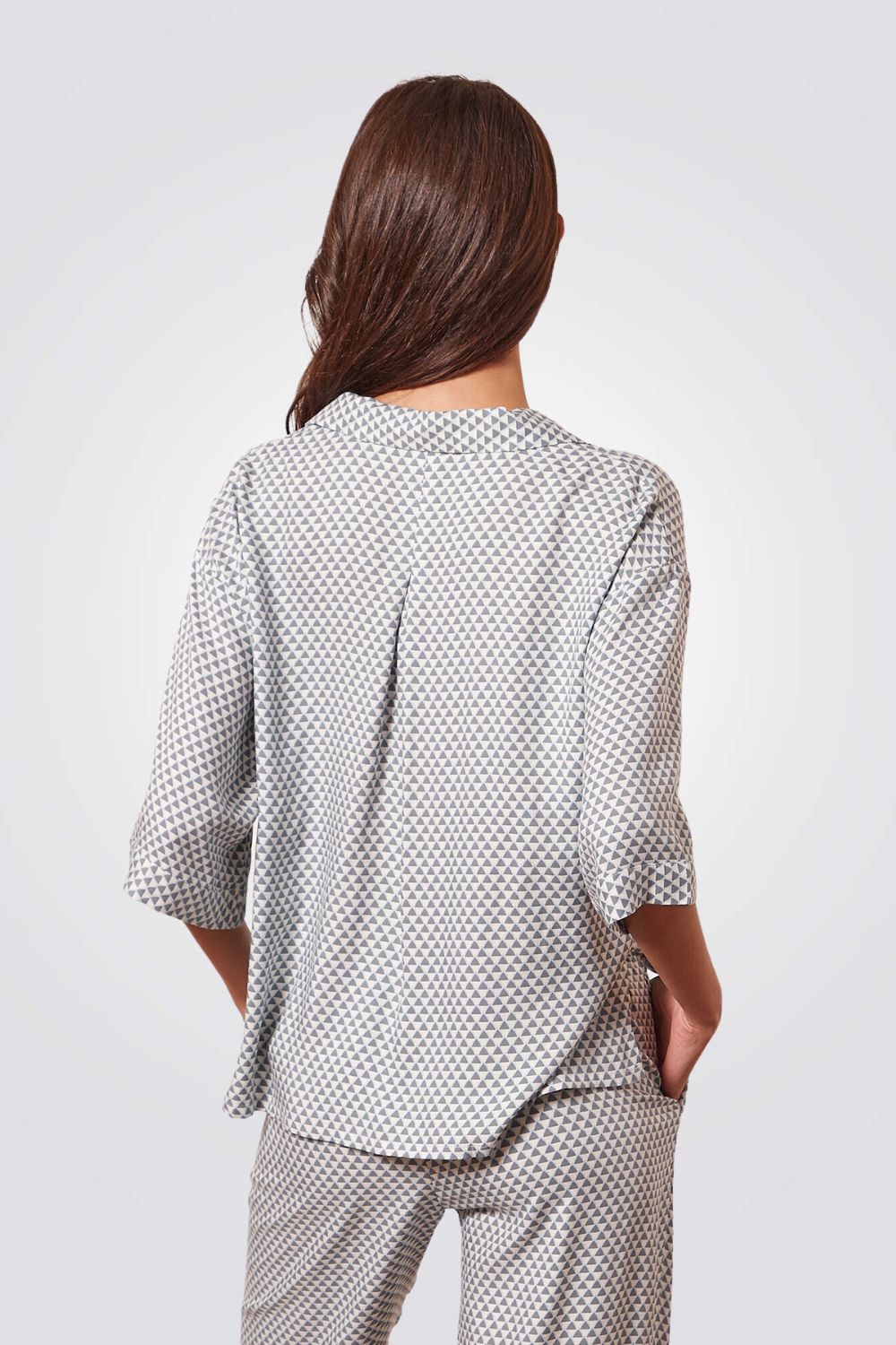 חולצת פיג'מה מכופתרת הדפס משולשים GALAN  