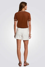 חולצת סריג קצרה לנשים בצבע חום| מורגן 