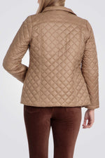 מעיל מרופד דק צווארון גבוה בצבע בז'