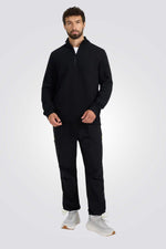 סווטשירט חצי רוכסן בטקסטורת וואפל לגברים | 4F