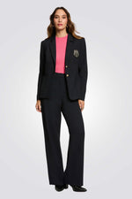 מכנסיים ארוכים בגזרה גבוה בצבע כחול כהה | מורגן 