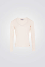 טישירט ריב שרוול ארוך בצבע שמנת