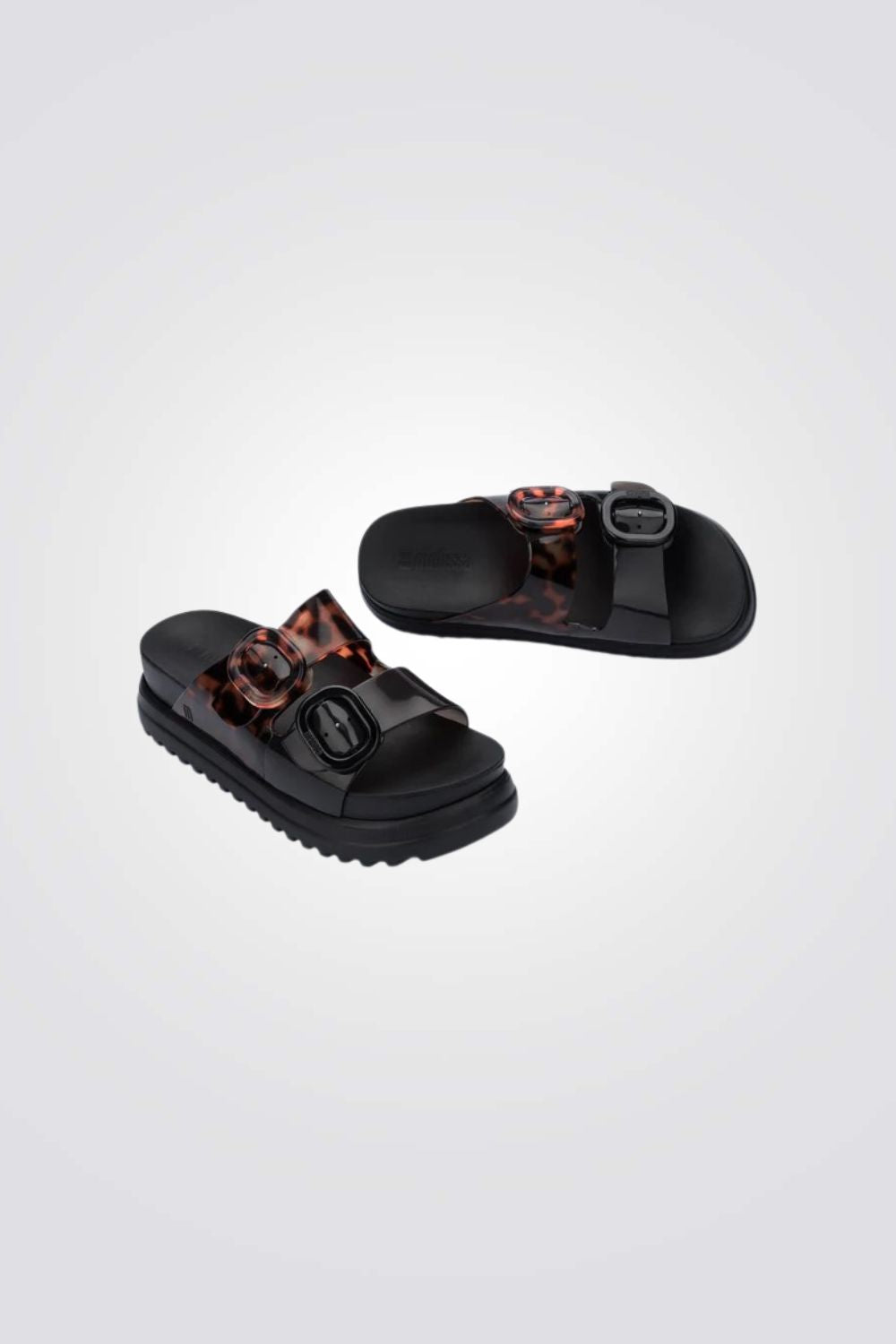 כפכפים COZY פלטפורמה בצבע שחור/מנומר