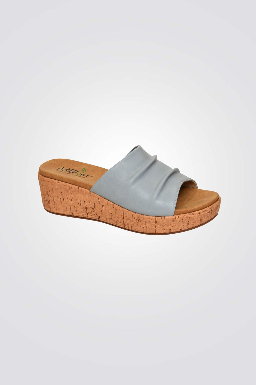 כפכפי פלטפורמה דמוי עור בצבע תכלת