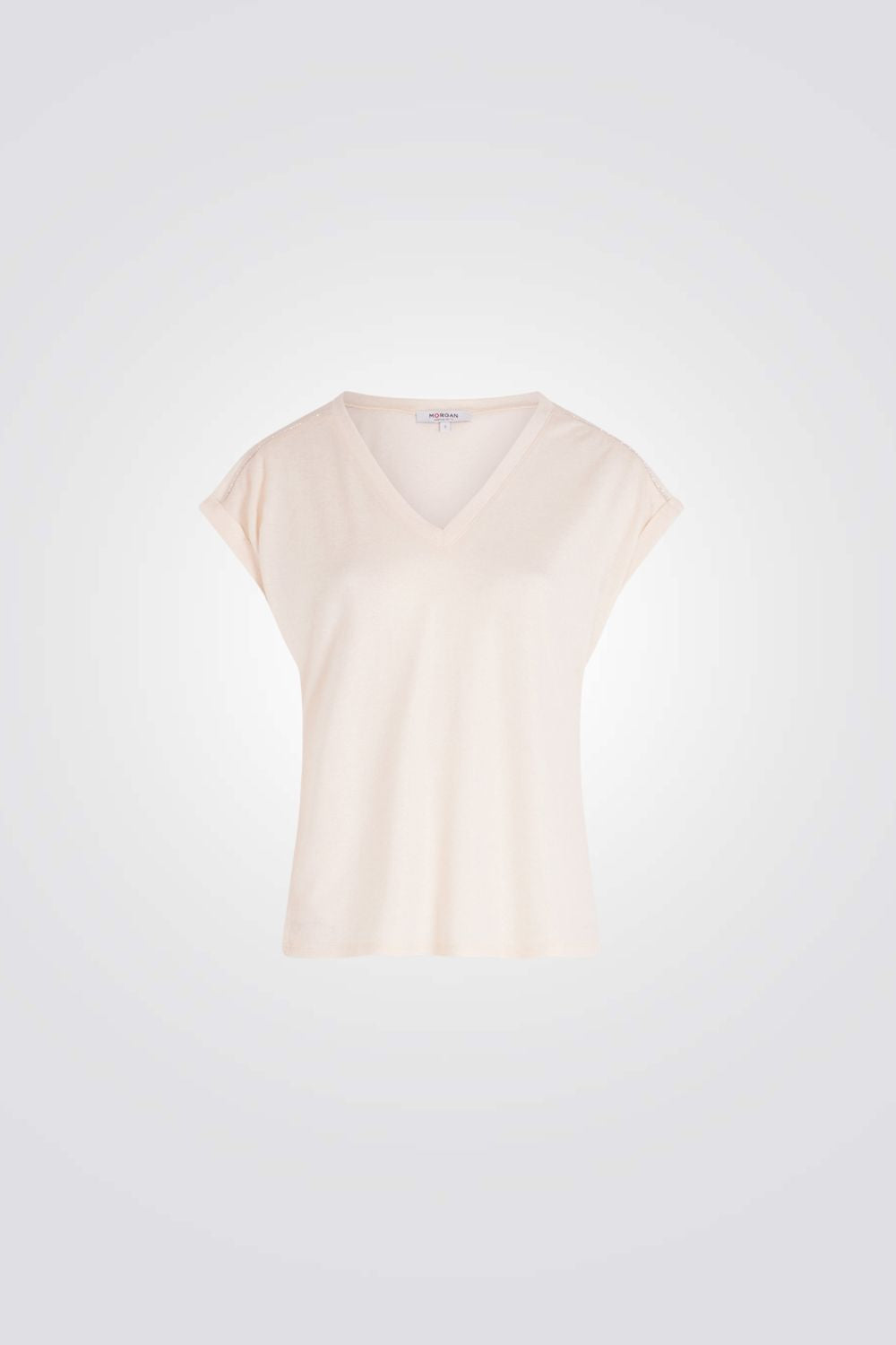 טישירט גימור נצנצים בצבע בז'