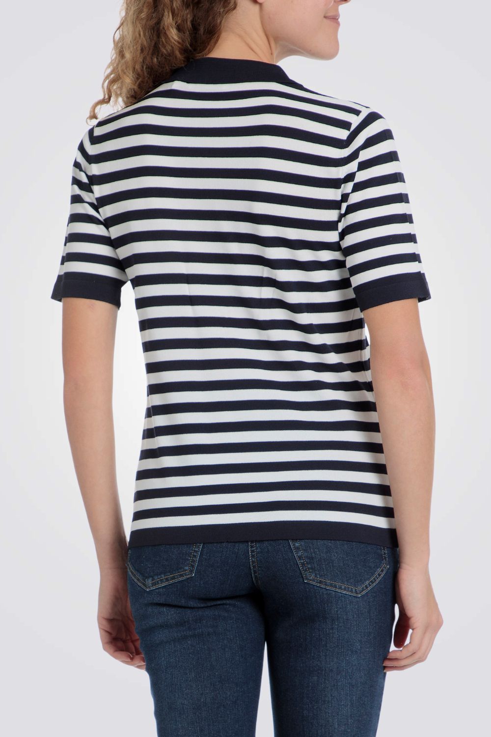 סריג פולו שרוולים קצרים עם הדפס פסים 