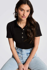טישירט קצרה לנשים בצבע שחור | מורגן