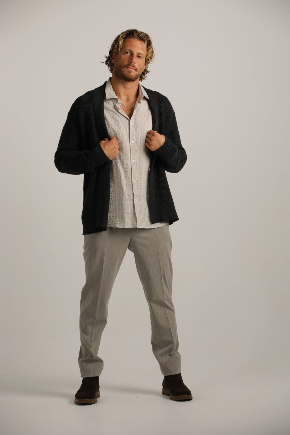 קרדיגן בסריגת ריב עבה | קנת קול