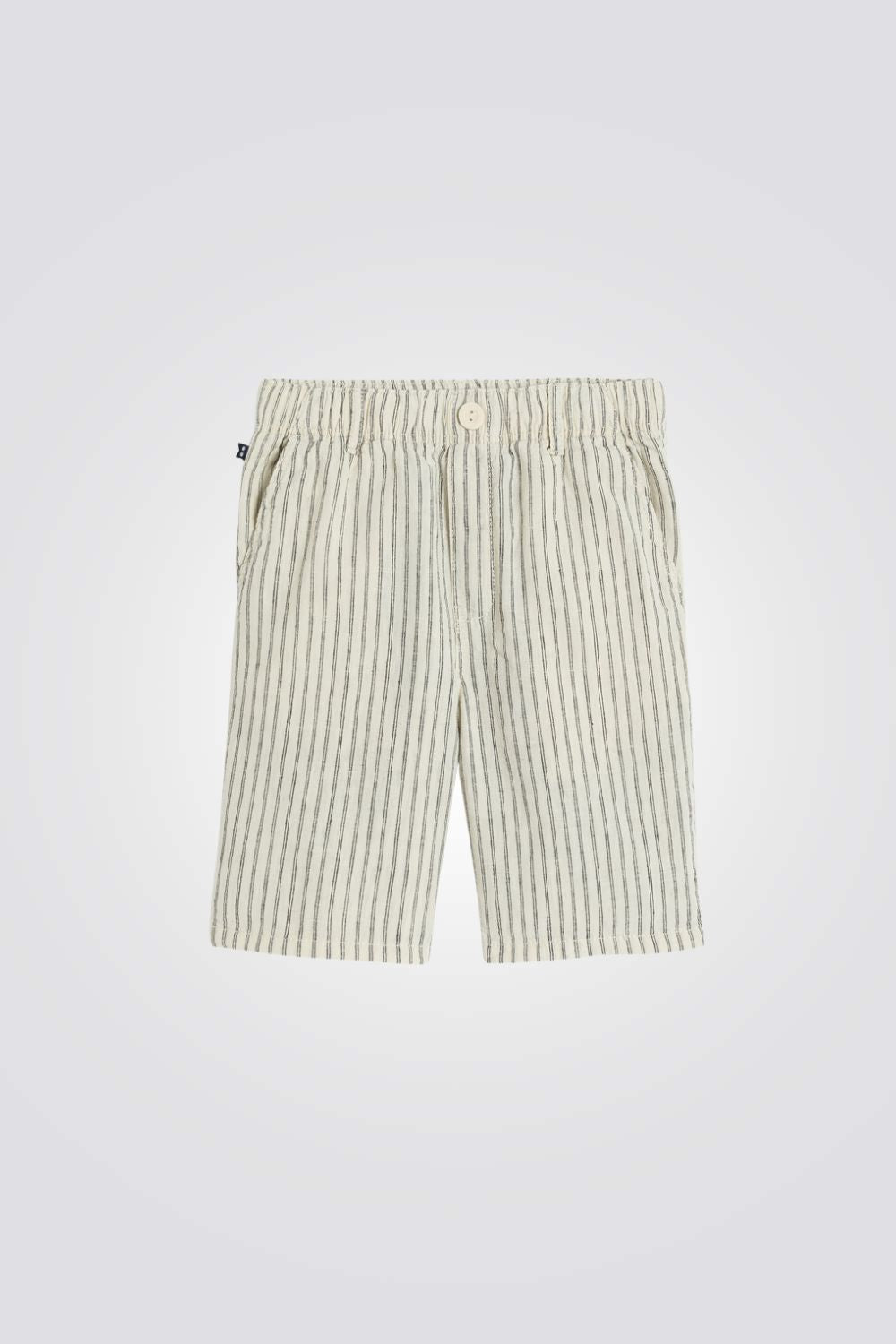 מכנסי ברמודה פשתן לילדים בצבע בז'