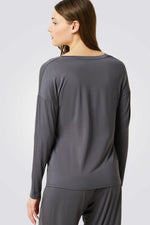 חולצת פיג'מה ארוכה MODY SPE בצבע אפור כהה