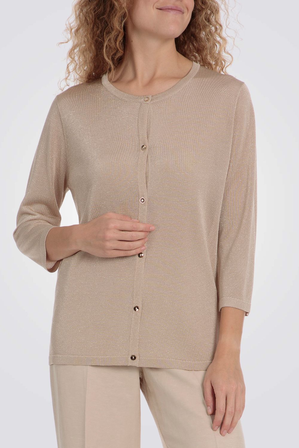 קרדיגן בצבע בז' דיטיילס מטאלי