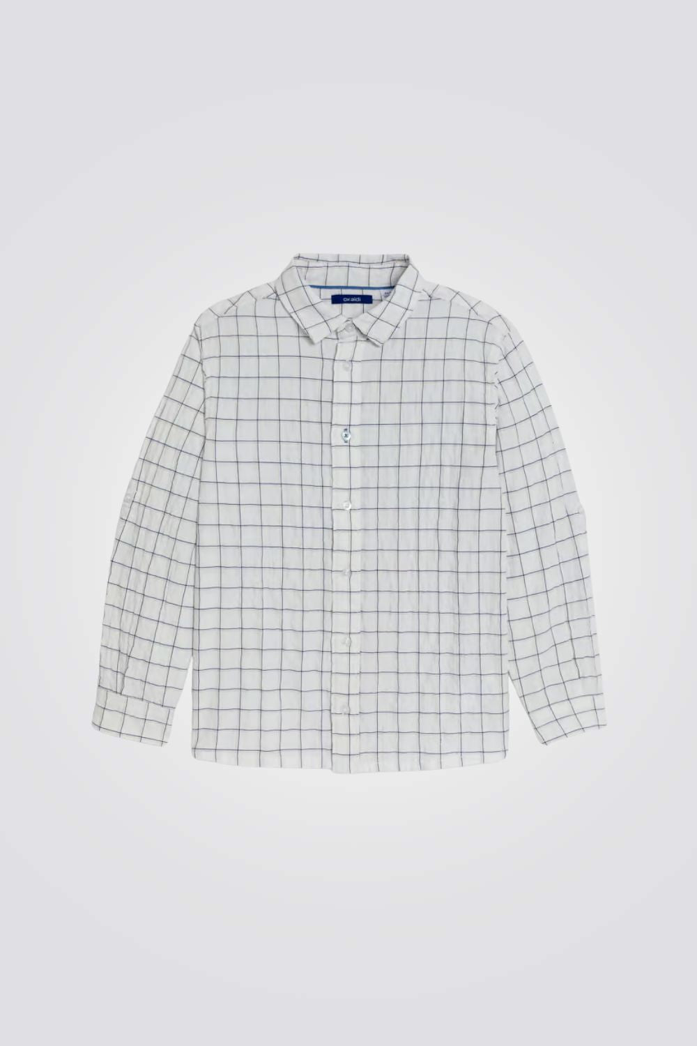 חולצה מכופתרת לילדים בצבע לבן עם משבצות