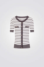 חולצת סריג הדפס פסים