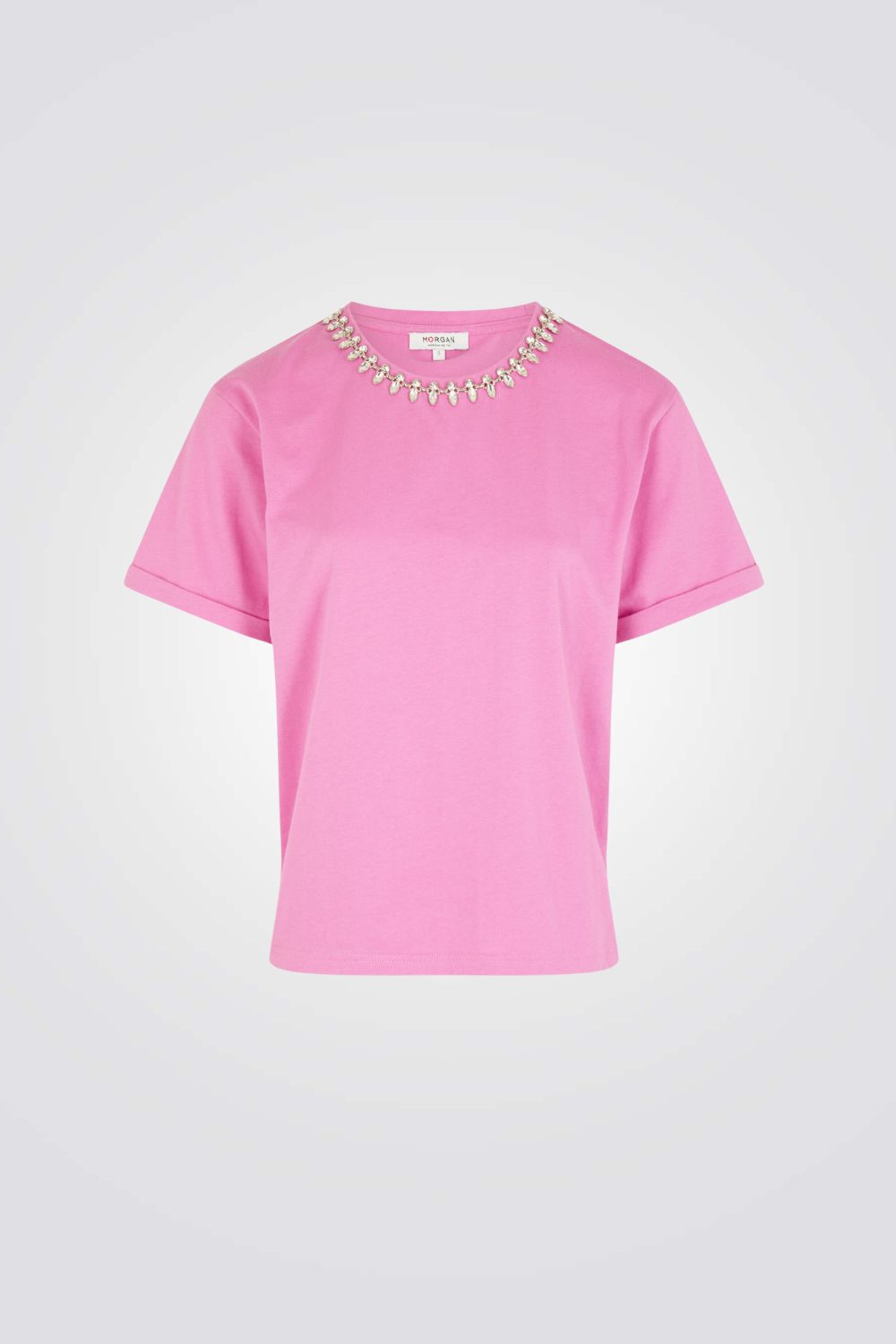 טישירט בצבע ורוד עיטור תכשיט