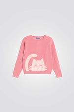 סוודר לילדות עם הדפס חתול | אוקיידי 