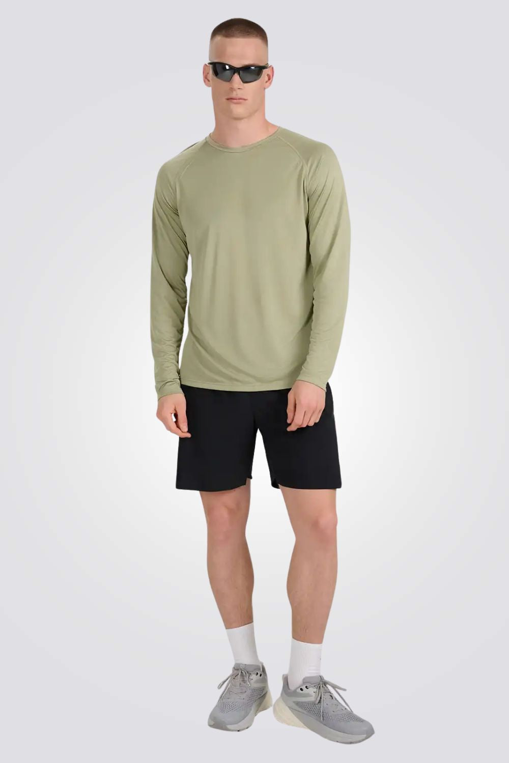 טישירט ארוכה חלקה עם אלמנטים מחזירי אור לגברים | 4F