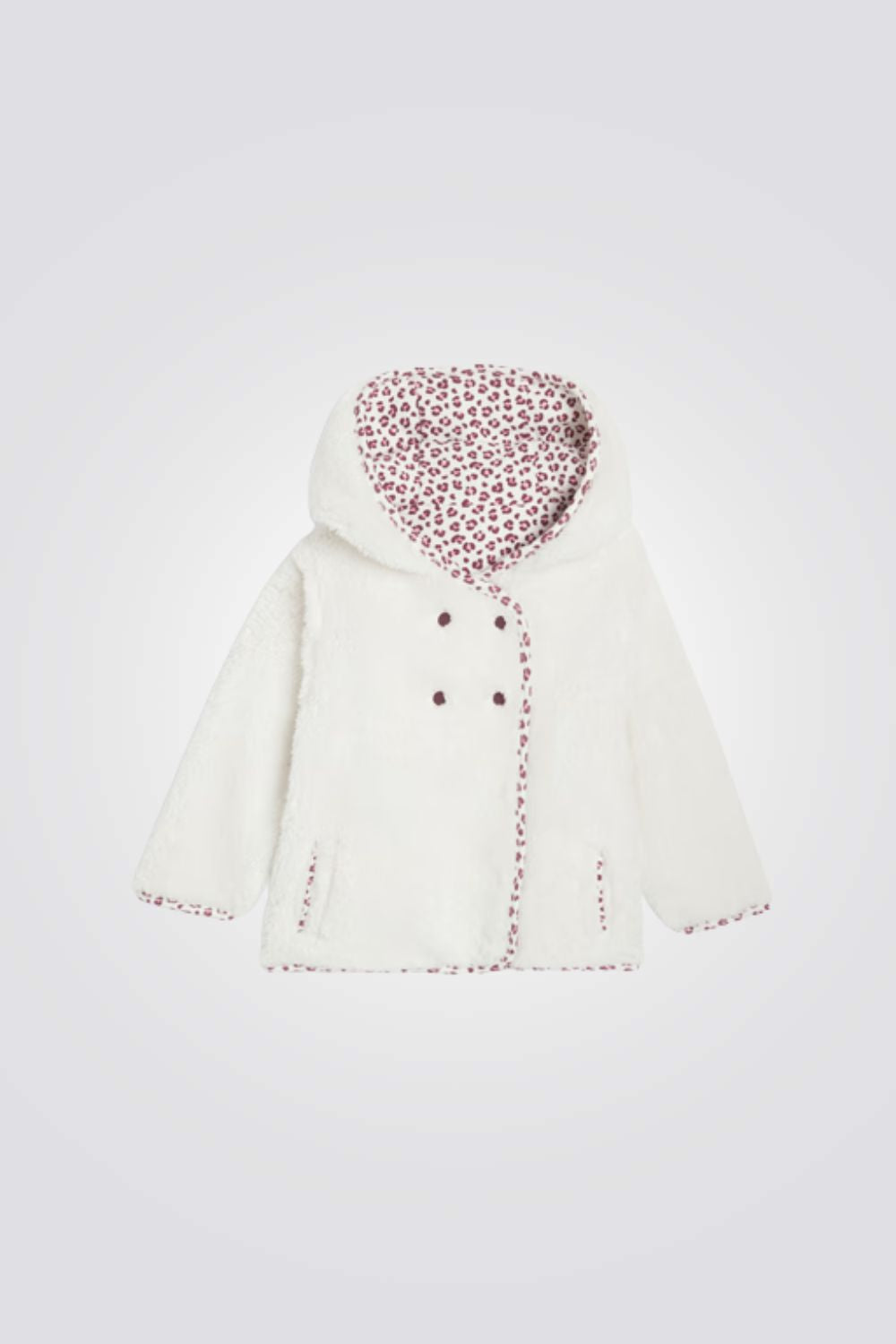 מעיל פליז דו צדדי לילדות עם הדפס ורוד מנומר | אוקיידי 