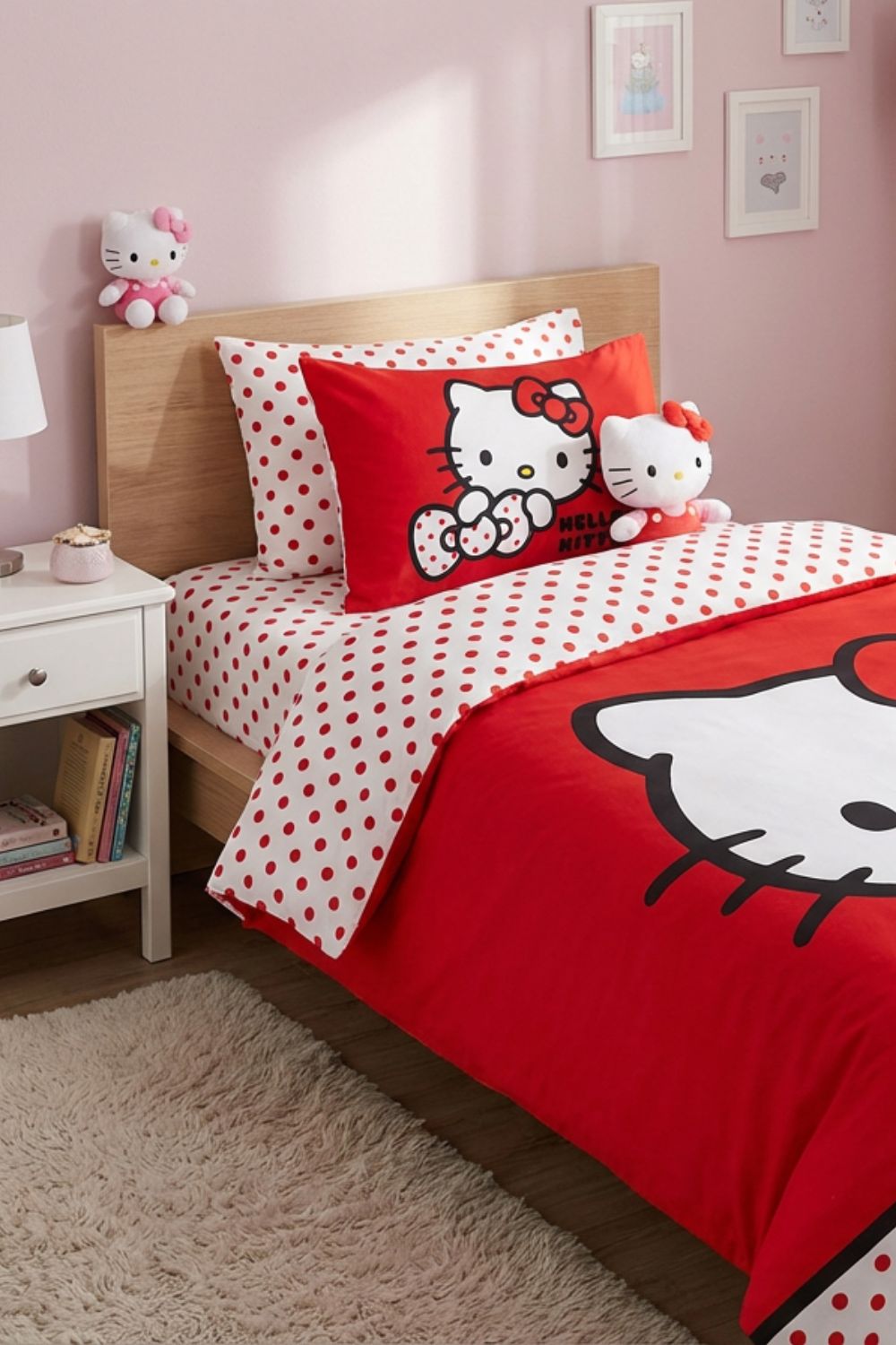 סט מצעים מיטת יחיד לילדים 90/200 ס"מ HELLO KITTY RETRO | רד צ'ילי