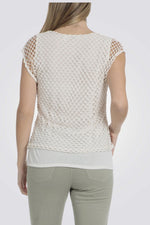 טישירט לנשים מרשת בצבע לבן 