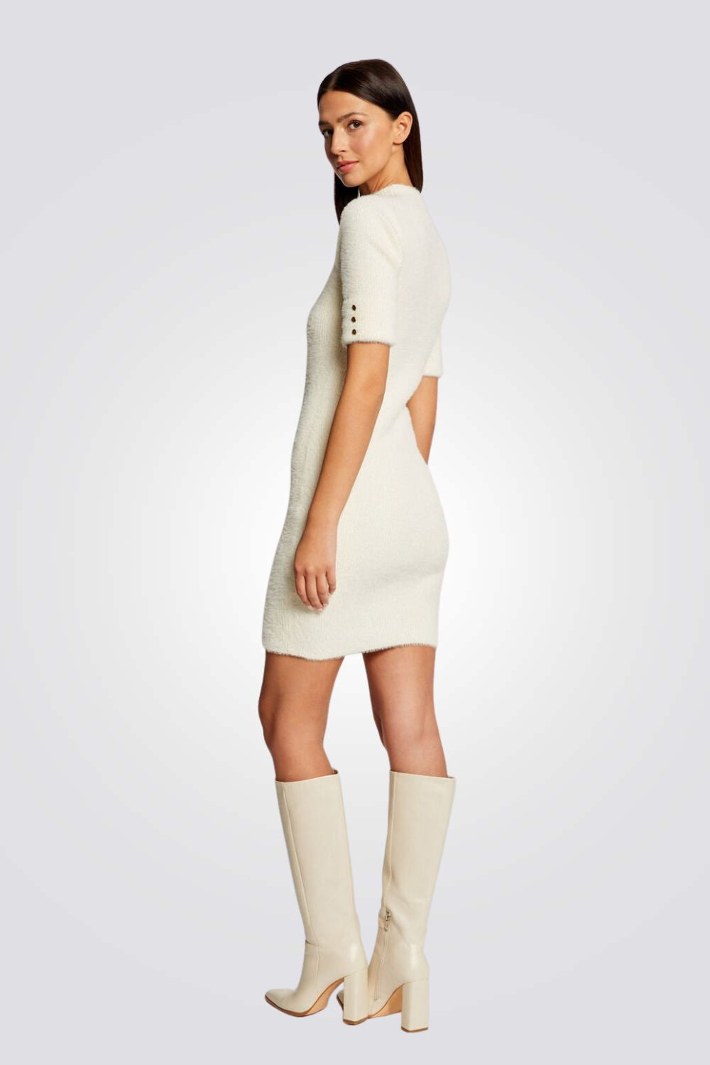 שמלת סוודר עם שרוולים קצרים לנשים | מורגן 
