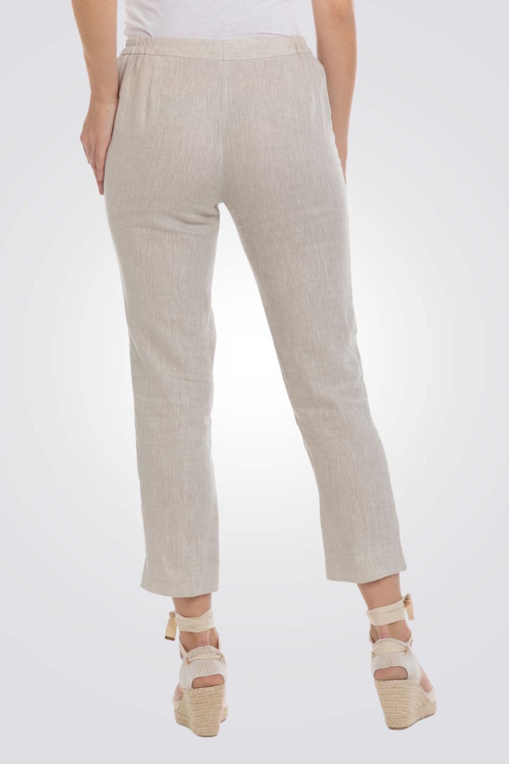 מכנס פשתן בצבע בז'