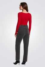 סוודר וי ריבס עם רוכסן מקדימה באדום