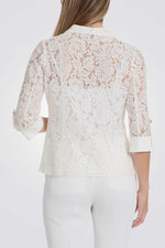 בלייזר תחרה שרוולי 3/4 בצבע לבן