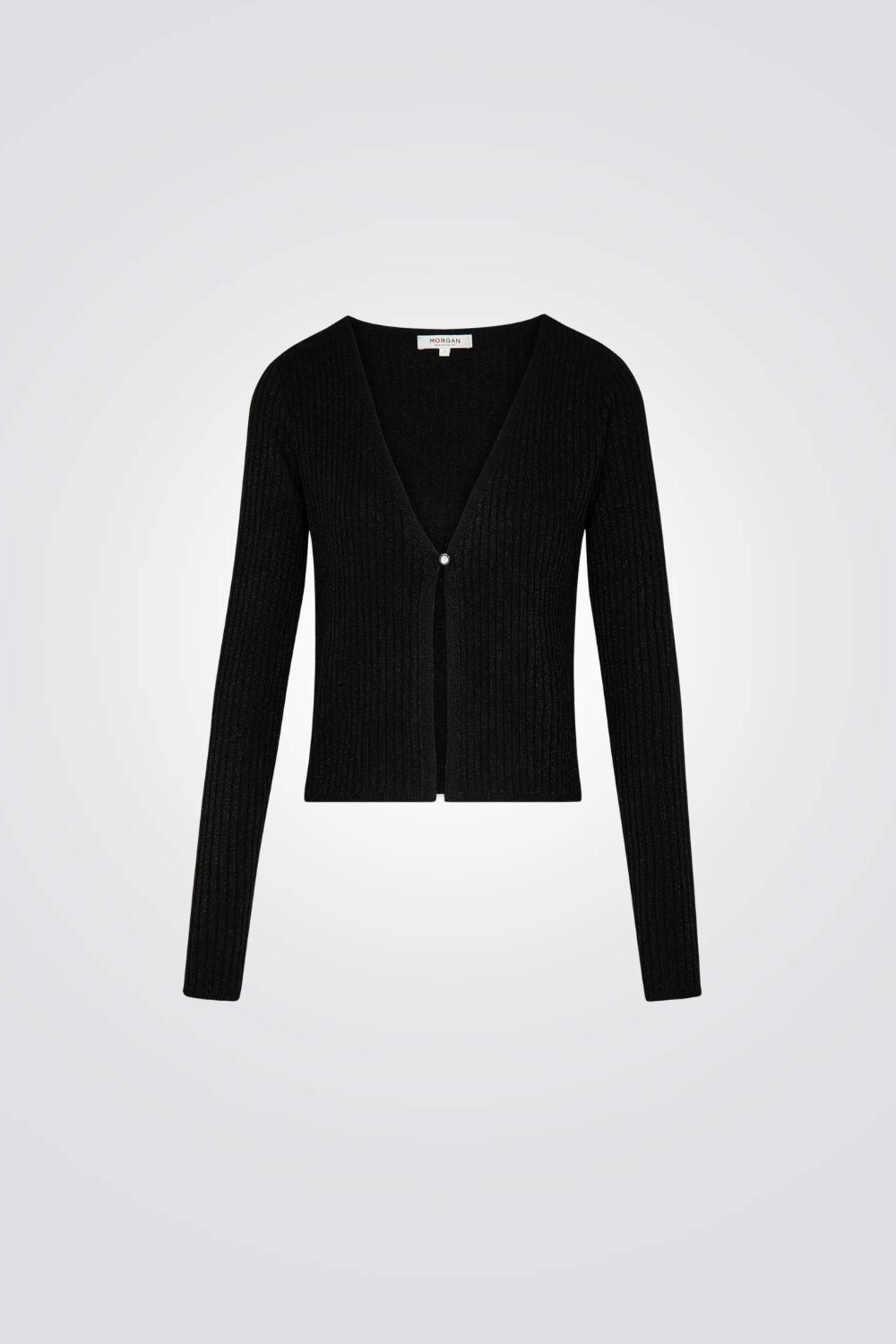 קרדיגן סגירת כפתור דיטיילס מטאלי בצבע שחור