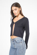 סריג כפתורים בצבע נייבי