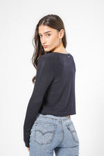 סריג כפתורים בצבע נייבי