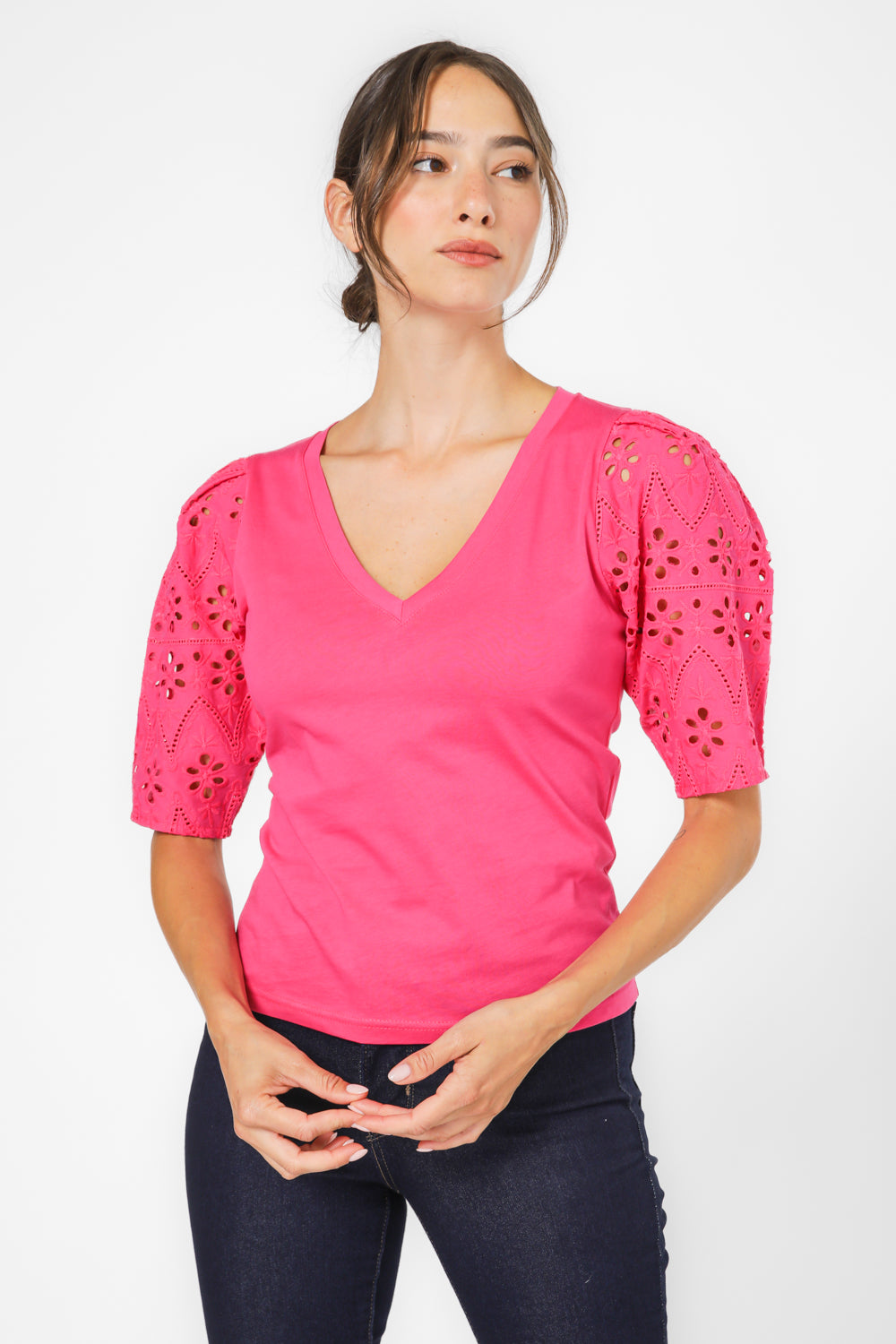 חולצה עם שרוולים תחרה 