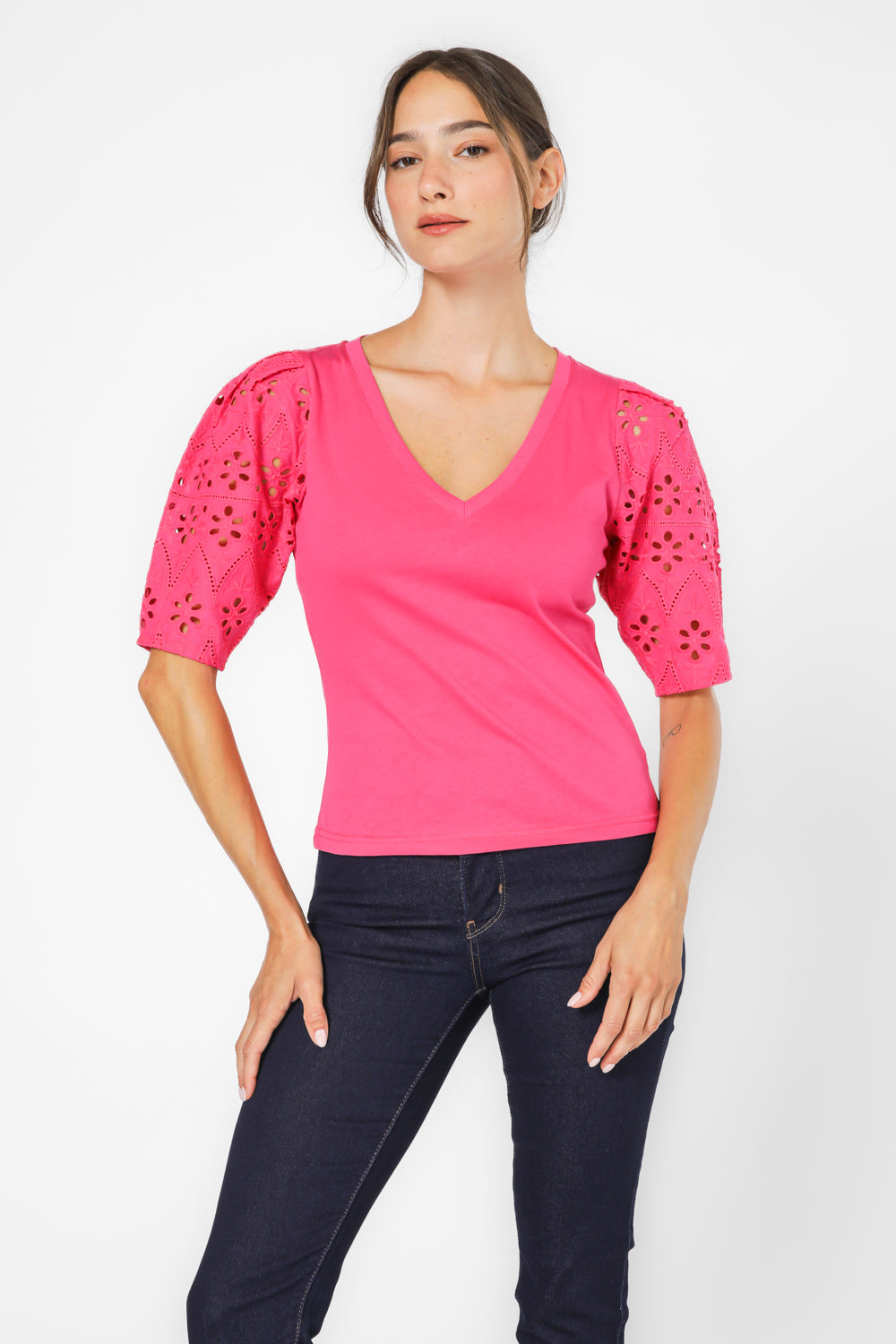 חולצה עם שרוולים תחרה 