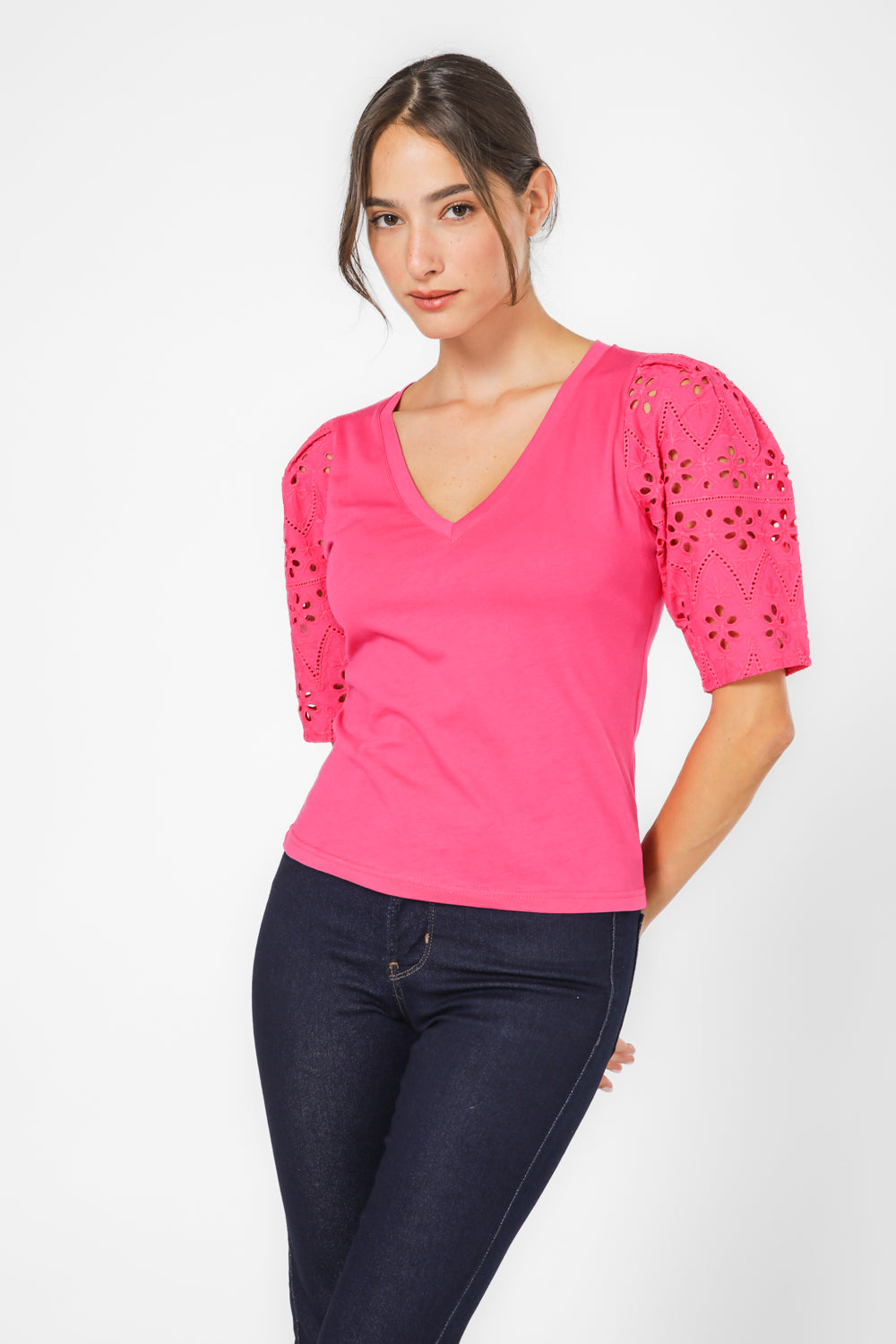 חולצה עם שרוולים תחרה 