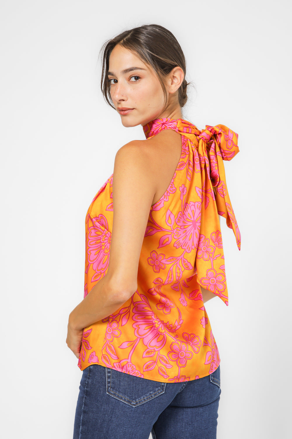 טופ קולר בהדפס פרחוני