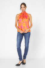 טופ קולר בהדפס פרחוני