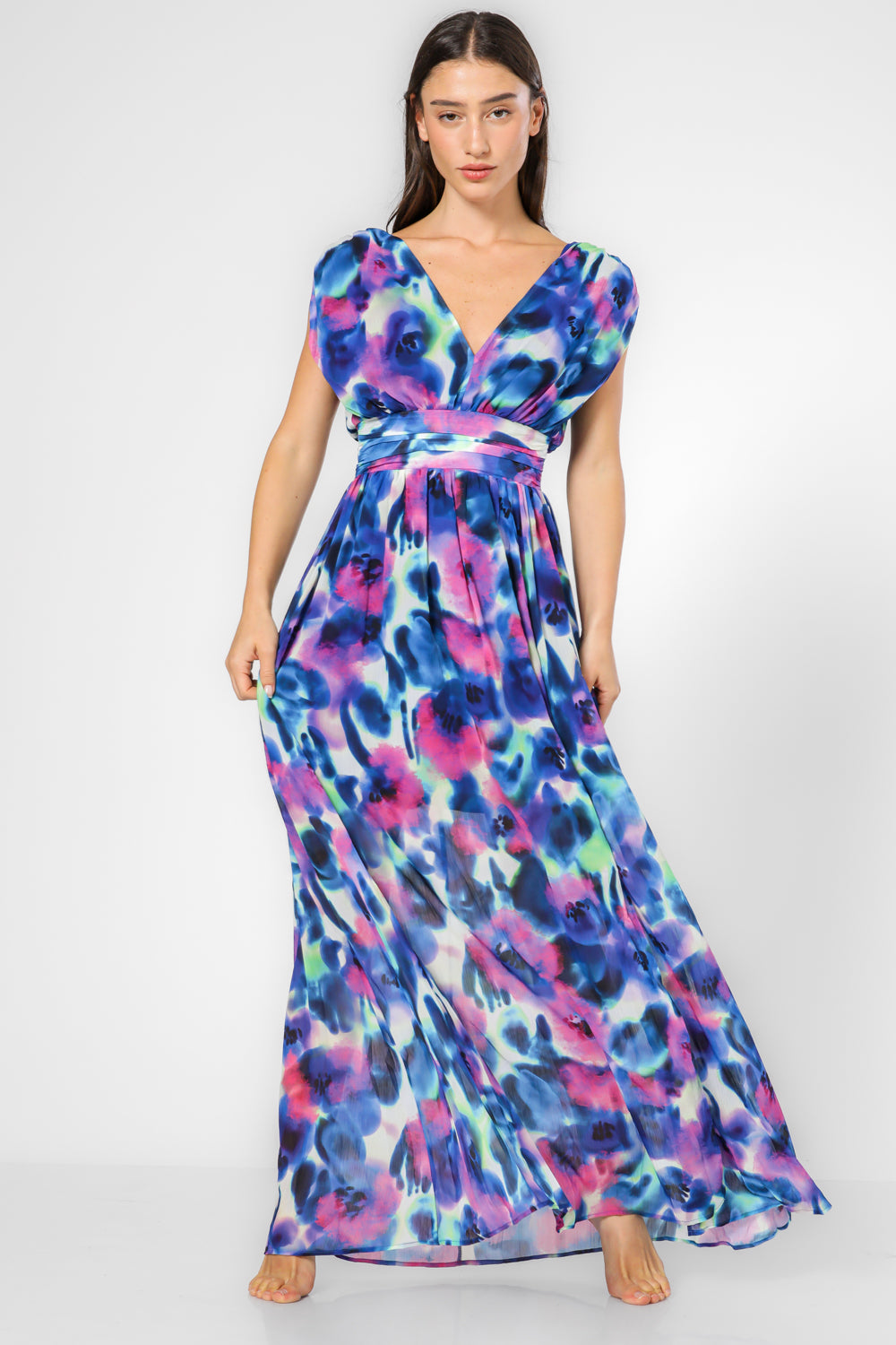 שמלה מקסי עם חגורה