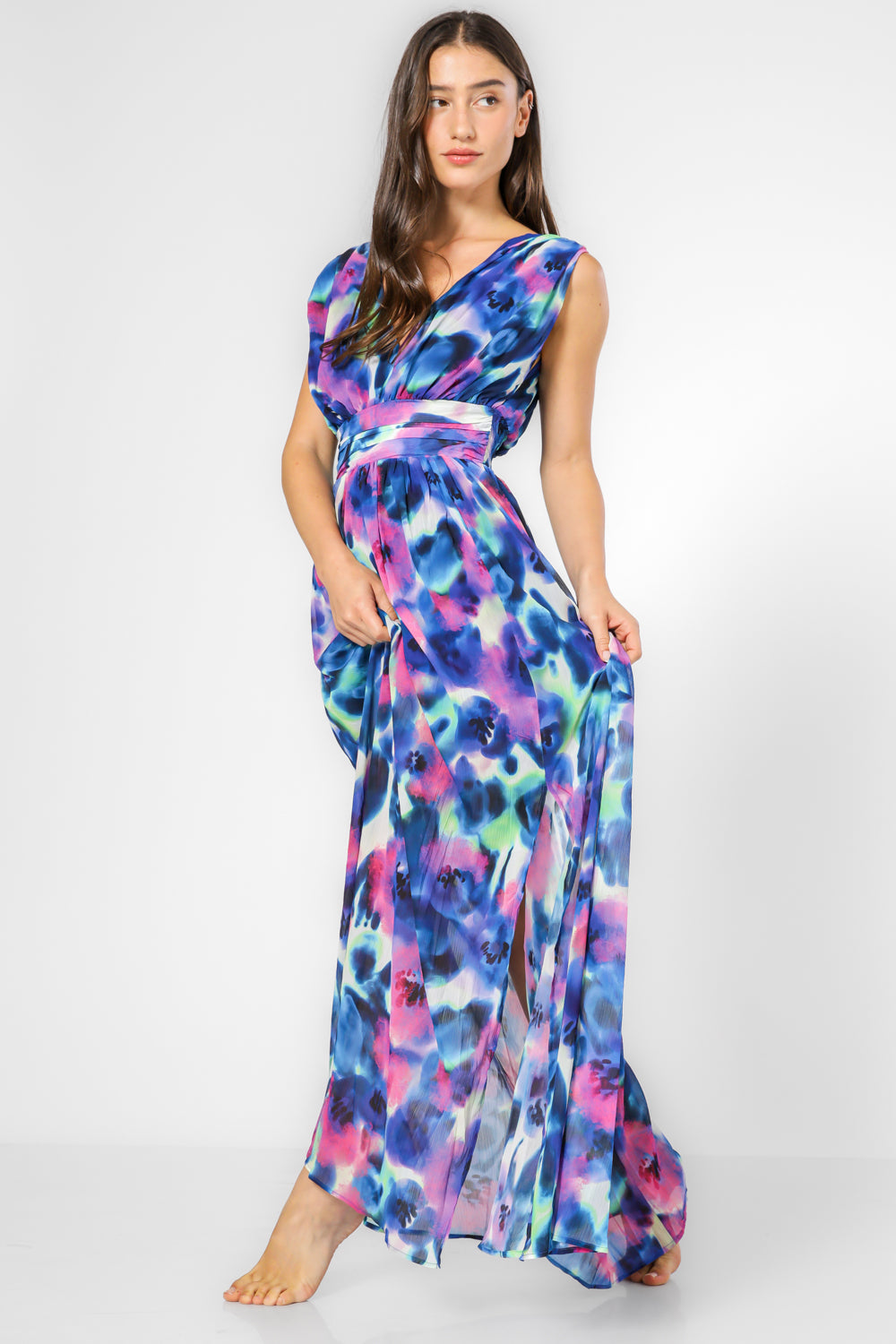 שמלה מקסי עם חגורה