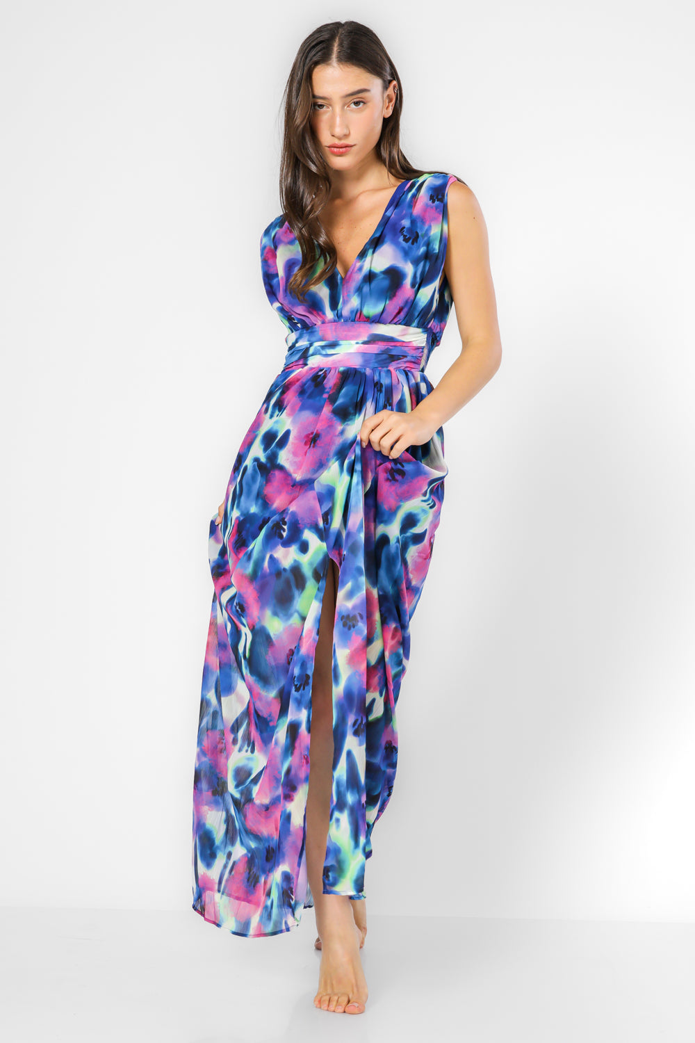 שמלה מקסי עם חגורה