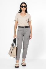 טישירט ניקי צווארון קונטרסטי בצבע בז'