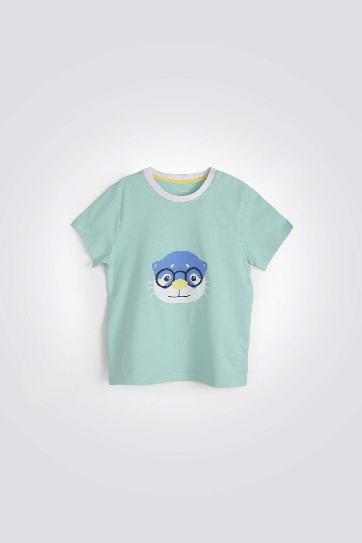 טישירט לתינוקות בצבע טורקיז ירקרק עם הדפס לוטרה