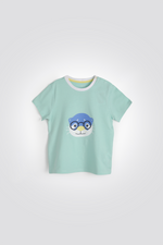 טישירט לתינוקות בצבע טורקיז ירקרק עם הדפס לוטרה