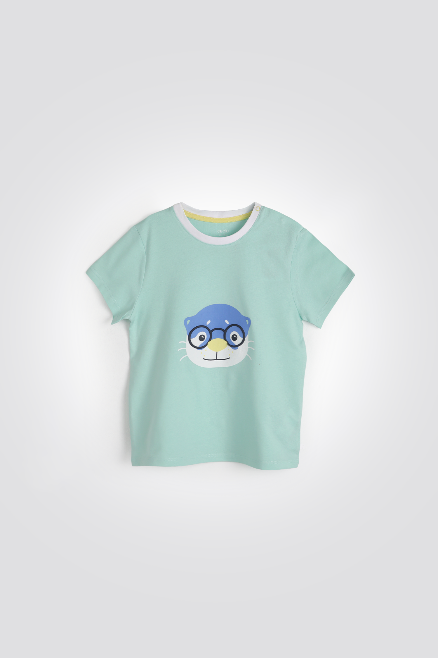 טישירט לתינוקות בצבע טורקיז ירקרק עם הדפס לוטרה