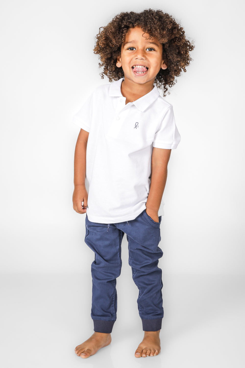 חולצת פולו ילדים לבנה